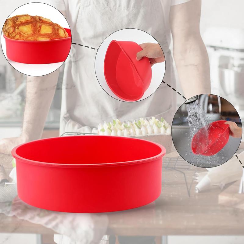 2Pcs Silicone Cake Mold 6/8Inch Cake Tins Nonstick Cake Pastry Mousse Bread Baking Mold Cake Pans Baking Tray Baking Accessories