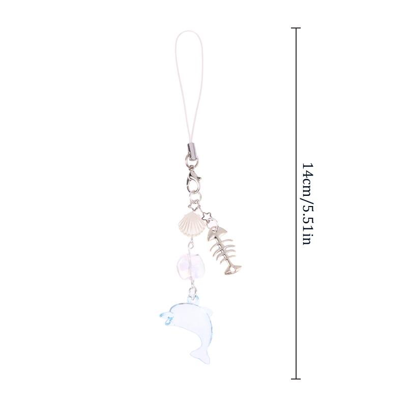 Breloc cu delfin albastru de vară/Breloc pentru telefon, lucrat manual, inspirat în tema mării, accesoriu estetic Y2K