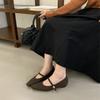 Retro wollene flachsohlige Einzel-Schuhe mit leichtem Ausschnitt für Damen Herbst und Winter 2025 neu weichsohlige Ein-Wort-Schuhe mit quadratischer Spitze Mary Janes