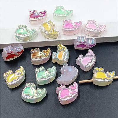 Beads Single Sided Double Color Fashion UV Shiny Material 5pcs Acrylic Dolphin DIY Jewelry Accessories Necklace Making Dropping Oil