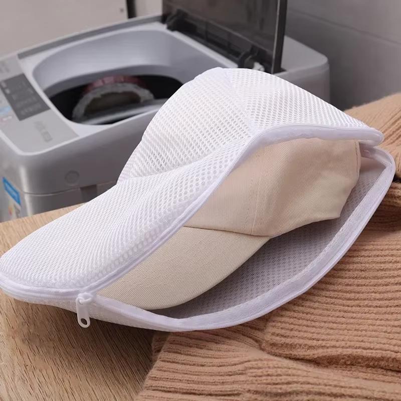 1pc Washing Machine Hat Wash Protector Household Portable Cap Cleaner Laundry Bag Mesh Organizer Hat Laundry Bag Zip Bags