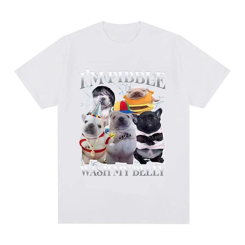 I'm Pibble Wash My Belly Funny Dog Meme T Shirt Women Vintage T-shirts Fashion Cute Humor Clothing T-shirt Women Clothing Y2K