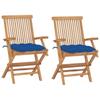 Day and Night - Day and Night Garden Chairs 2 Pcs Solid Teak Wood with Blue Cushions