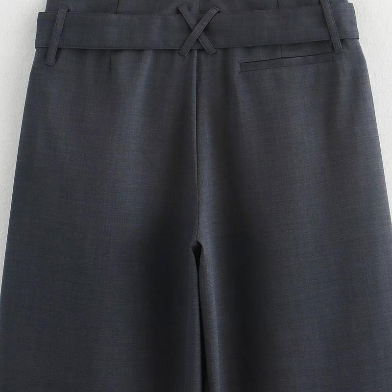Kaslead New Arrival Women's Fashion Style Stylish Simple and Versatile Elegant with Belt Straight-leg Pleated Pants