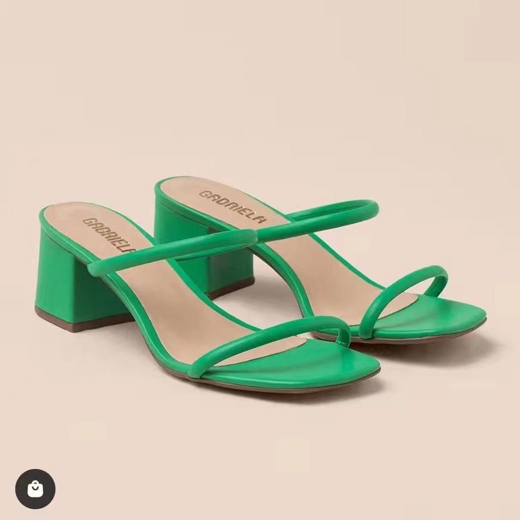 fashion Peep Toe Women Slippers Fashion Solid Color Outdoor Square Heels Sandals Sexy Beach Slides Pumps Sandalias De Mujer 2024