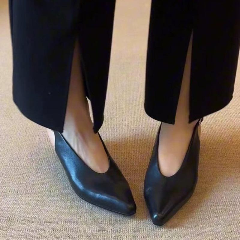 Fashion New Style Luxury Women's Genuine Leather Pointed Toe Slingback Flats Sandals Elegant Ladies Slim Daily Dress Shoes Zapatos Mujer