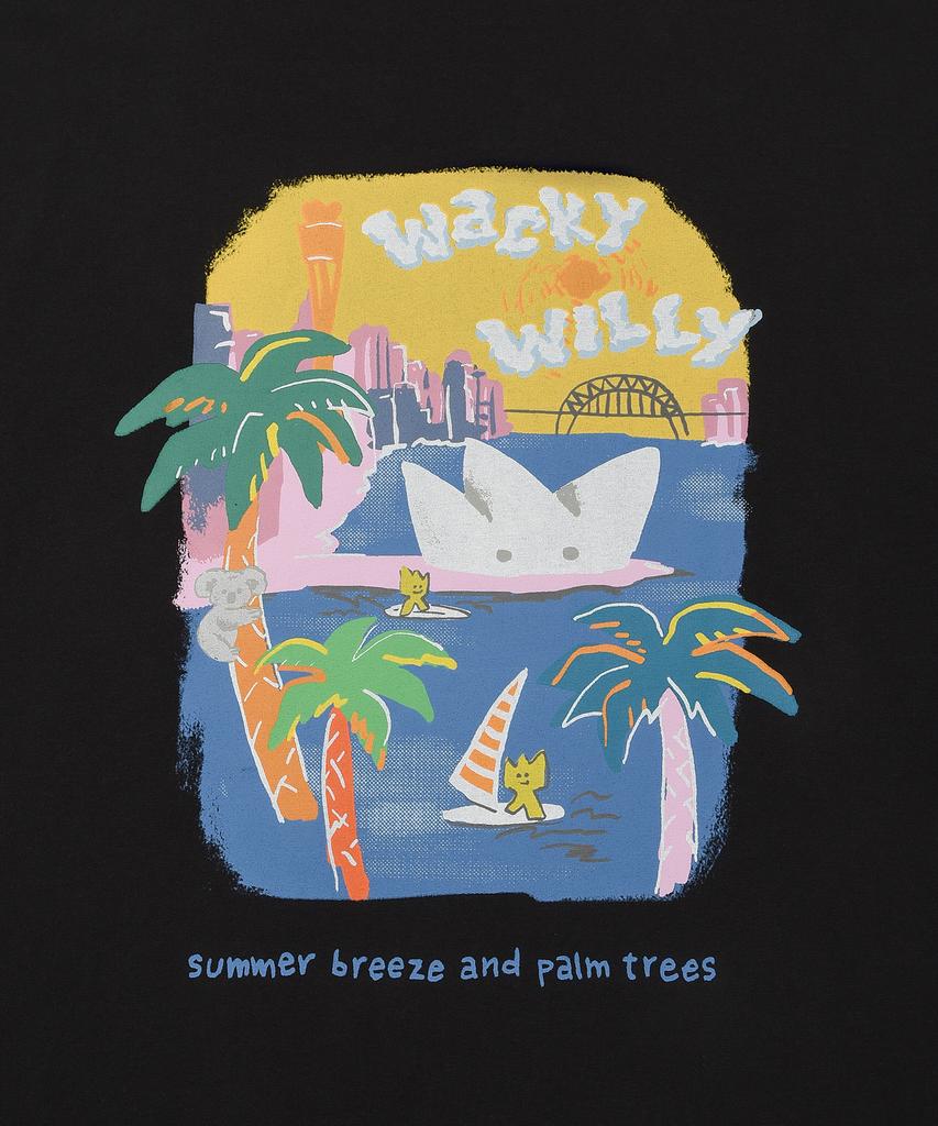 WACKY WILLY Kiki Ocean Graphic Short Sleeve T-Shirt Black