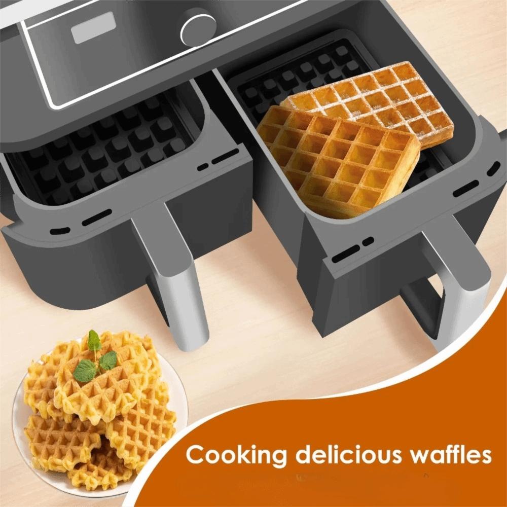 2 Piece Portable Silicone Air Fryer Waffle Mold Square/Rectangular Non-stick Waffle Maker Heat-resistant Waffle Tray Pastry
