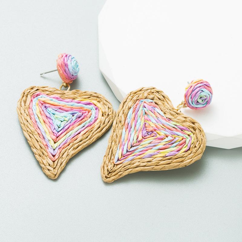 Women's Beach Breeze Love Style Earrings Hand-woven Sweat Candy Color Drop Earrings Eardrop
