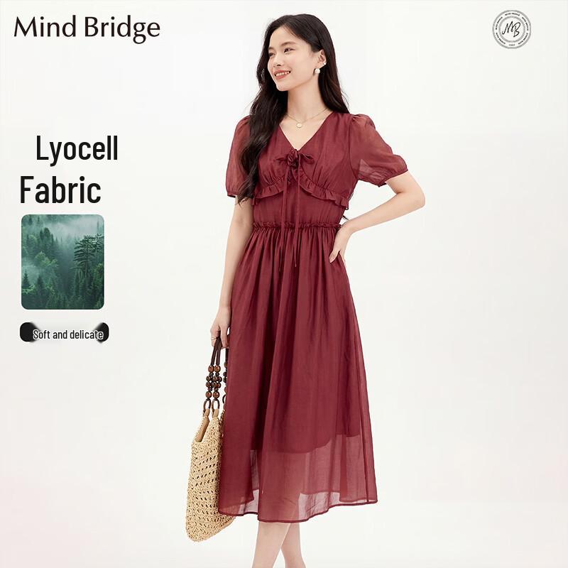 Mind Bridge Women s Lyocell V-neck Short Sleeve Dress XL/175