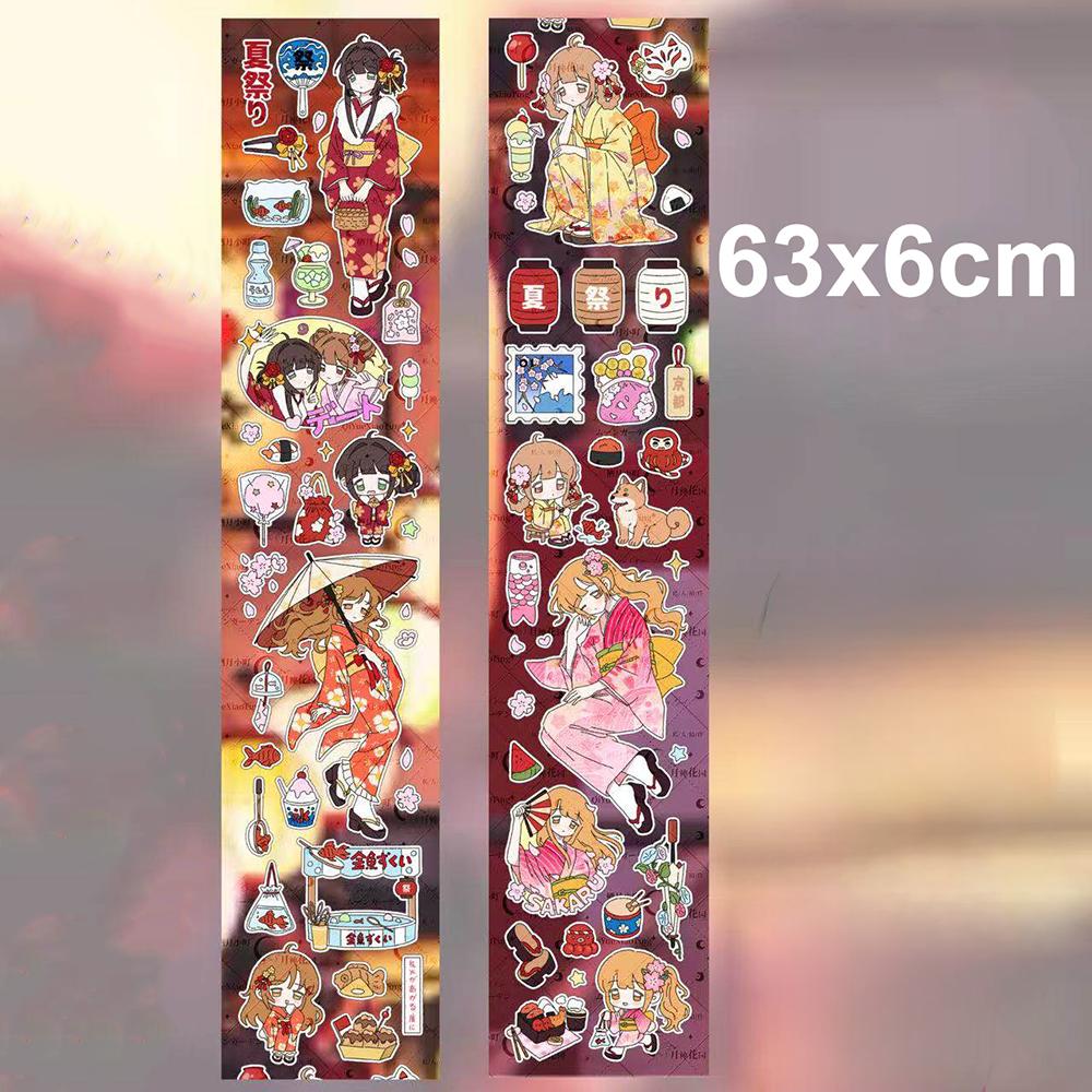 Vintage Japanese Showa Maid Character Stickers 63cm Cute Anime Prints for Daily DIY Craft Bottle and Phone Surface Decor