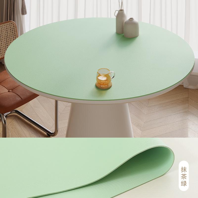 Einfarbige Leder-Tischdecke Wasserdicht und Ölabweisend Zum Drauf Lassen Esstischdecke Leder Runde Tischdecke Haushalt Geruchlose Tischdecke Rund