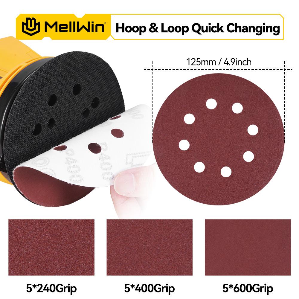 MELLWIN Cordless Electric Sander 3Speed Adjustable Orbital Sanding Polishing Machine Woodworking Tool For Makita 18VBattery Pin