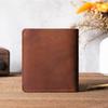 Crazy Horse Leather Simple Short Wallet Head Layer Leather Retro Men's and Women's Large Capacity Card Bag Wallet Genuine Leather