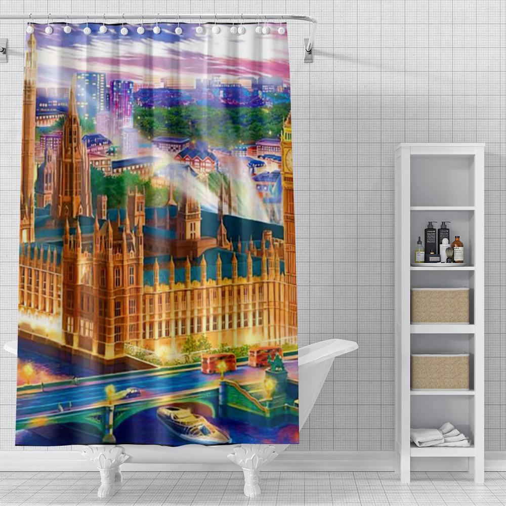 Home Shower Oil Painting Style Curtains For Bathroom Waterproof Fabric Bathroom Curtains Modern Shower Curtain 180X200 240X200