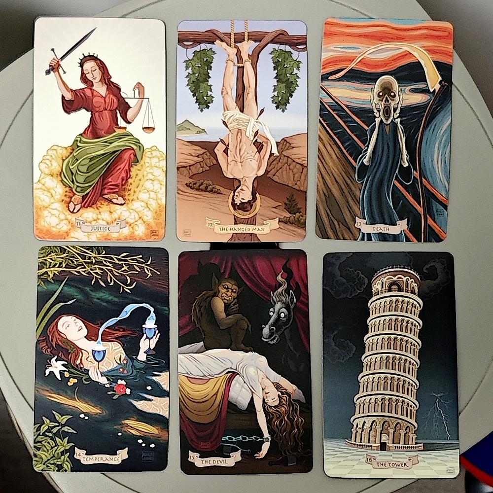 10.3*6cm Tarot On Canvas - A Stroll Through A Virtual Museum, 78 Pcs Tarot Cards Based On Rider Waite System