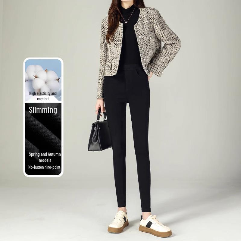 

Женские леггинсы с высокой талией, черные, на шерстяной подкладке - Теплые, Плотные, Вельветовые, Осень/Зима 2025 4XL (146-160 Jin)