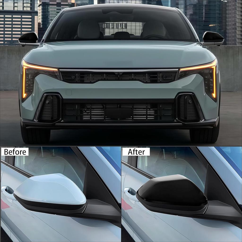 ABS Car Exterior Mirror Cover Side Rear View Mirror Covers Caps Compatible with Kia K4 2025 2026 Accessories (Glossy Black Style)