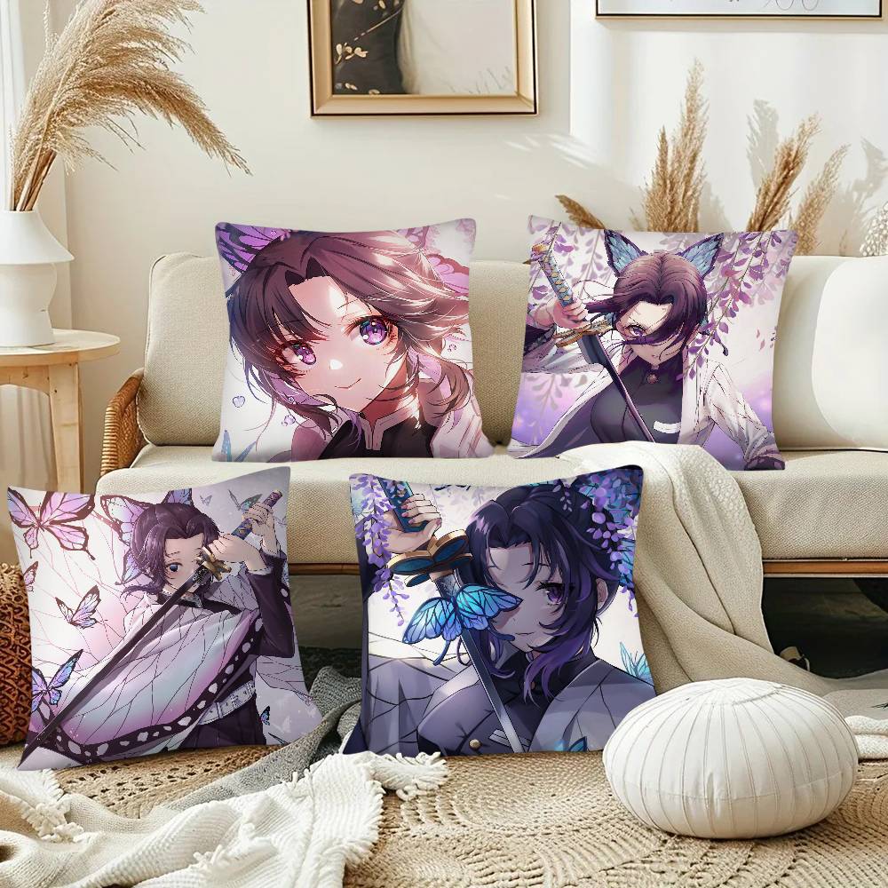 Anime Demon Slayer Shinobu Kocho Pillow Case Fashion Square Pillowcase Bedroom Sofa Room Ins Decoration Leisure