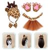 1/3/4/5 Kids Girls Giraffe Ears Headband Bowtie Tutu Skirt Giraffe Tail Animal Giraffe Costume Set for Halloween Cosplay Party