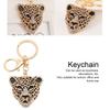 Keychain Exquisite RhinestoneEncrusted Leopard Head Car Bag Pendant for Girl Birthday Gift(Gold )