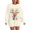 Women's Fashionable Casual Long-Sleeved Loose-Fit Christmas Print Round-Neck Pullover Sweatshirt