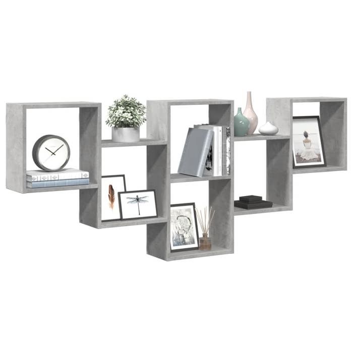 VidaXL Étagère murale gris béton 159x18x66 cm bois d'ingénierie, étagère flottante, étagère d'exposition murale, étagère 853302
