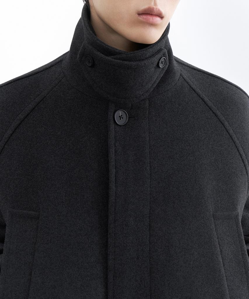 Musinsa Standard Wool Blend Oversized Muff Pocket Half Balmacaan Coat [Charcoal Grey]