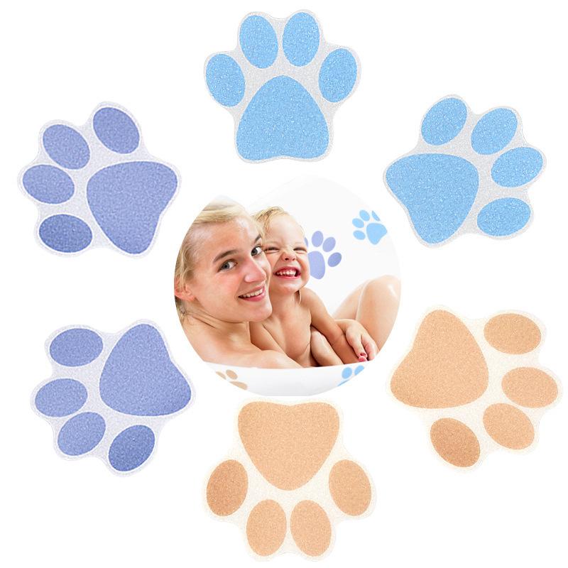 Bathroom Bathtub Waterproof and Non-marking Strong Self-adhesive Children's Anti-skid Sticker Dog Paw Print Cartoon Three-color Anti-skid Sticker