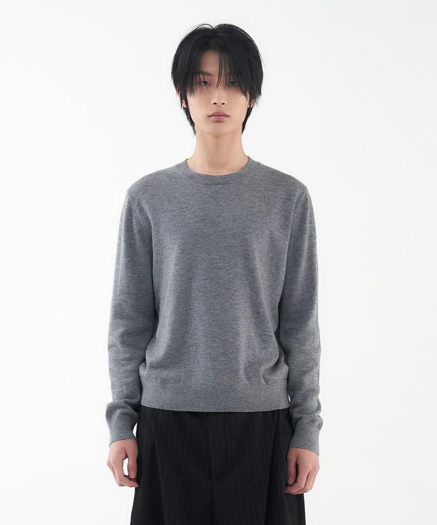 Leondi Fine Merino Wool Round Knit - Grey