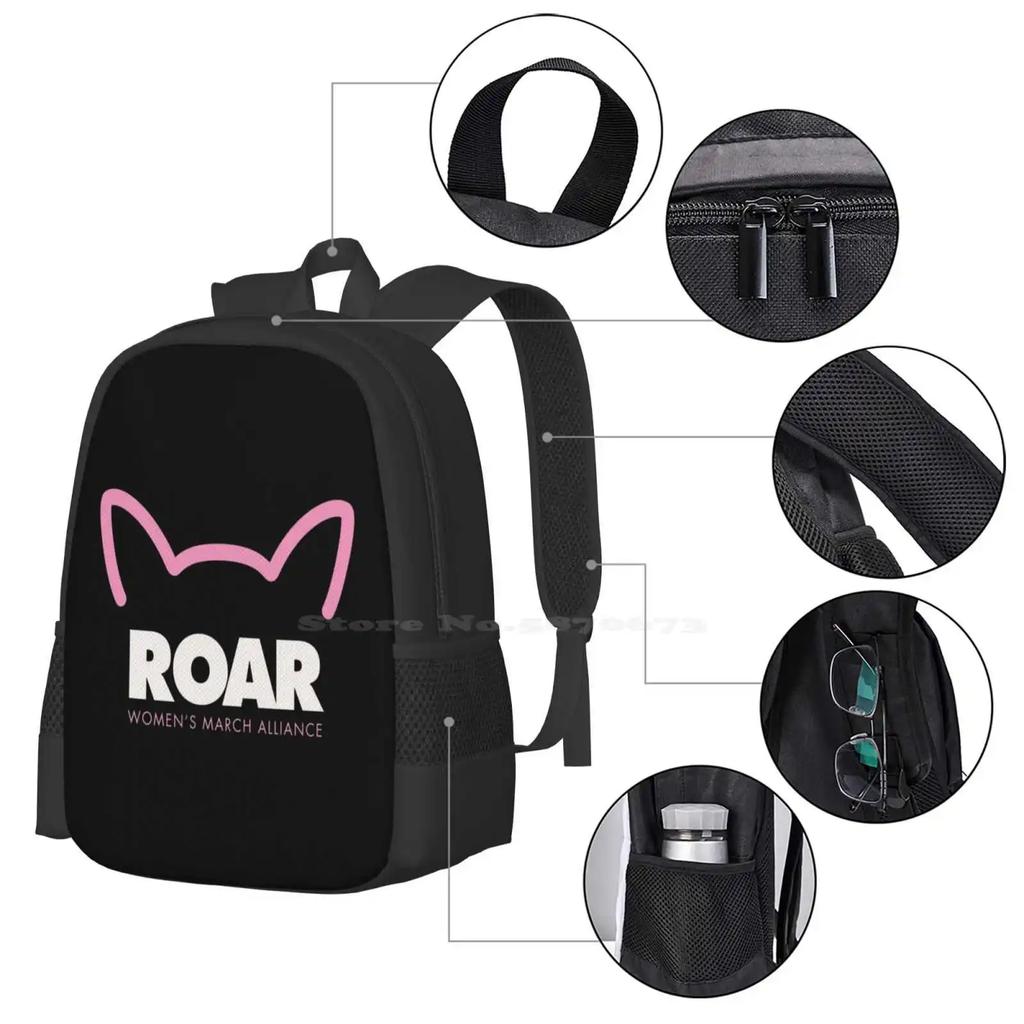 Pink Pussy Roar-Women's March Alliance Bag Backpack For Men Women Girls Teenage Womens March Pussy Hat