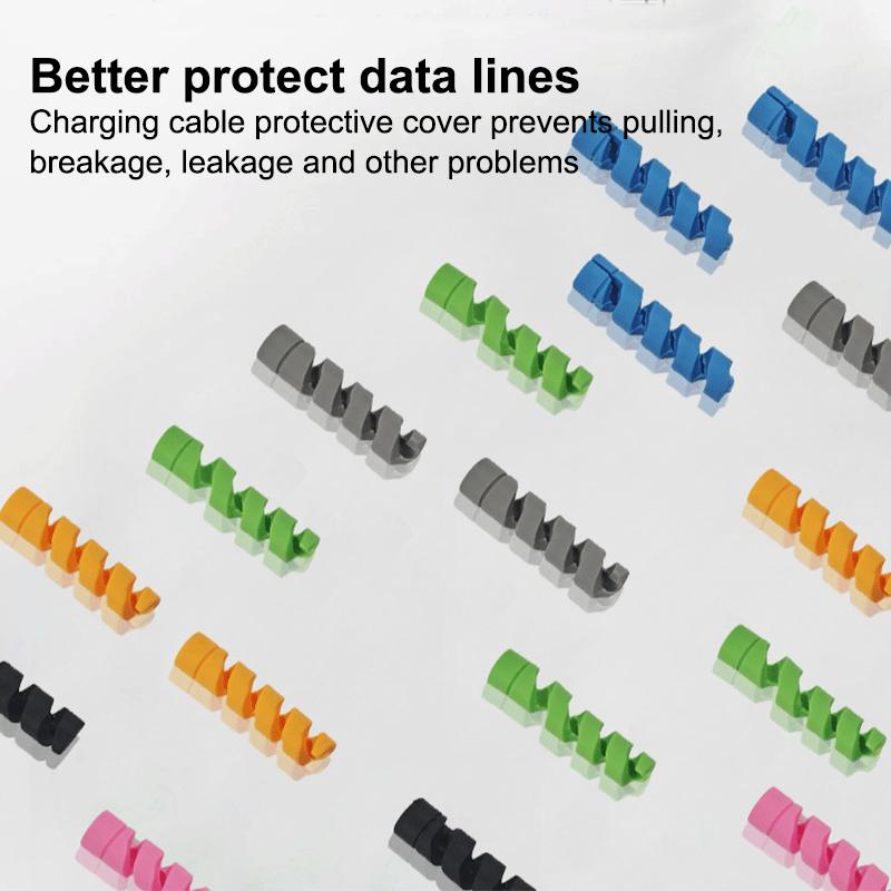 20PCS Spiral Silicone Cable Saver Cover for USB Wire Durable Cord Protector Winder Prevents Breakage for Computer Desk Use