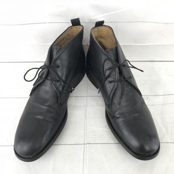 80s-90s Vintage John Rocha McKay Construction Leather Chukka Boots 41 26.0 black(USED)