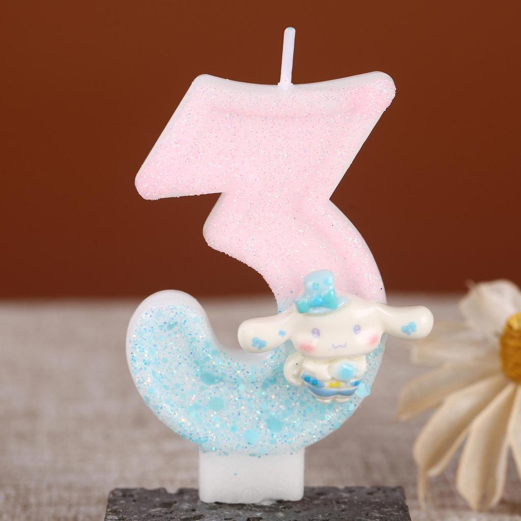 Handmade Big-Eared Rabbit Cake Topper: Sequin Number Birthday Party Candle