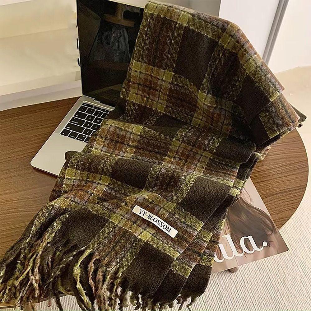 Tassel Thermal Neck Warmer Wool Long Scarves Korean Style Thickened Shawl  for Women Girls Maiden
