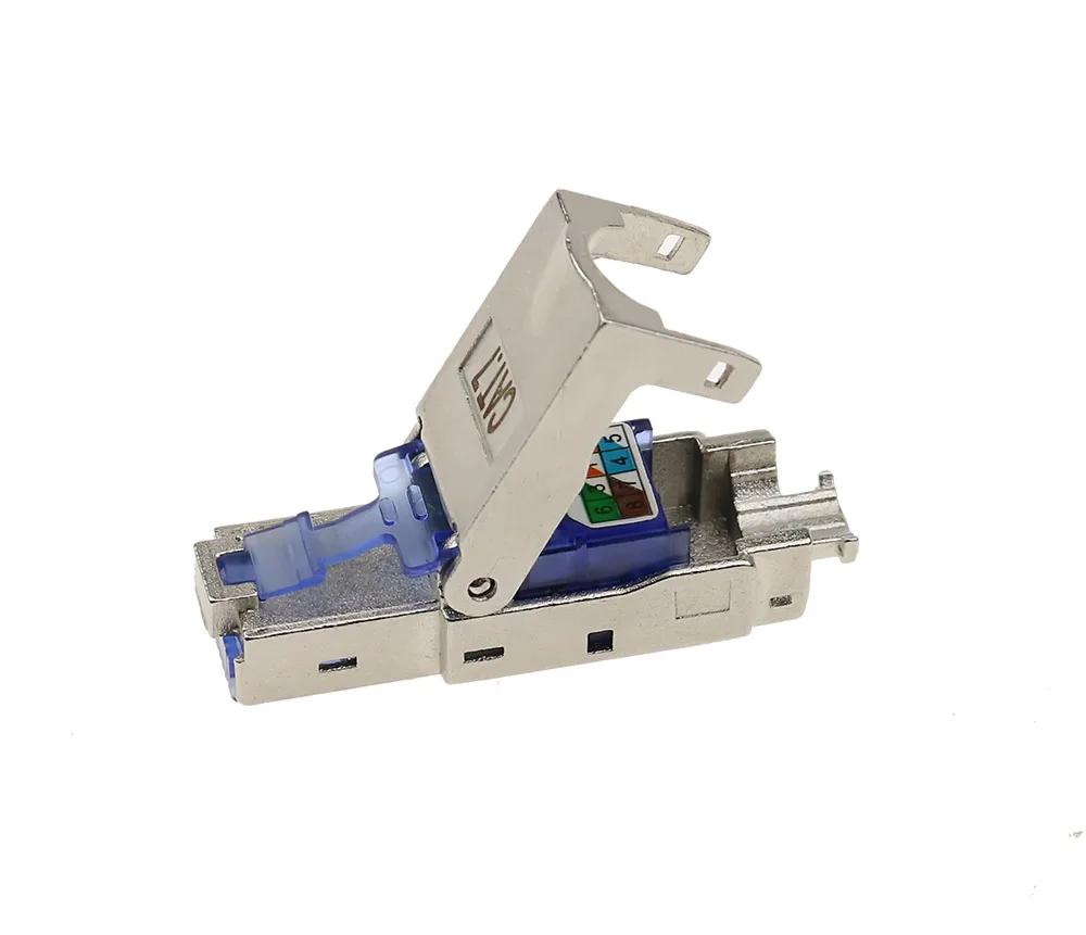 RJ45 CAT 6A Cat 7 CAT 8 Connector Tool-Free Toolless RJ45 Termination Plug Reusable Shielded for Ethernet Cables 10Gbps PoE 2PCS