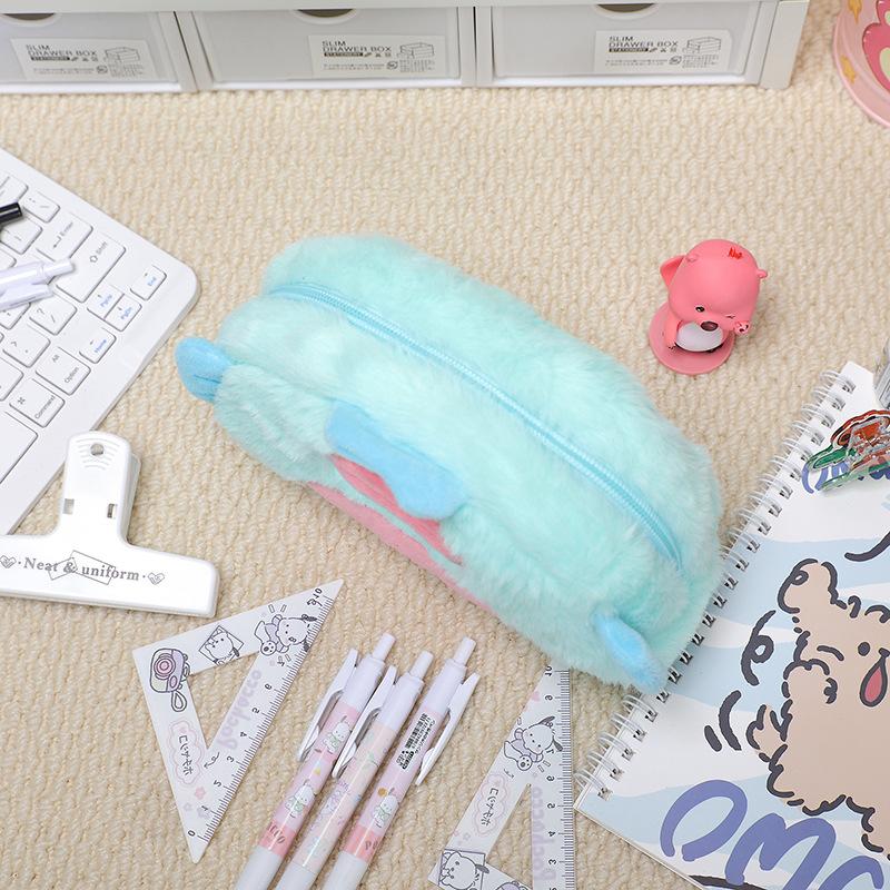 Cartoon Plush Pencil Bag For Student Kawaii Storage Bag For Pen Cosmetic Brush Marker Pen Large Capacity Pen Case School Supply