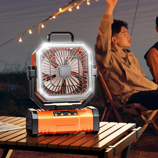 Outdoor Camping Ventilator Lichtmodi Geschwindigkeit Einstellbar Rotierend USB Wiederaufladbar 2-In-1 Mehrzweck Wandern Zelt Hängender Ventilator Lampe Notlaterne