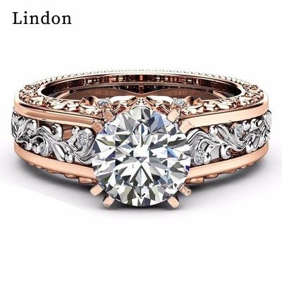 Lindon Classic Ring For Women With Round Shape Zircon Wedding Party Gift  Size 5-11