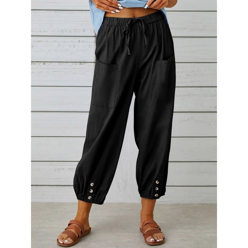 Loose Nine-Inch Pants and Wide-Leg Pants Pure Color Loose Cropped Pants Loose Pants