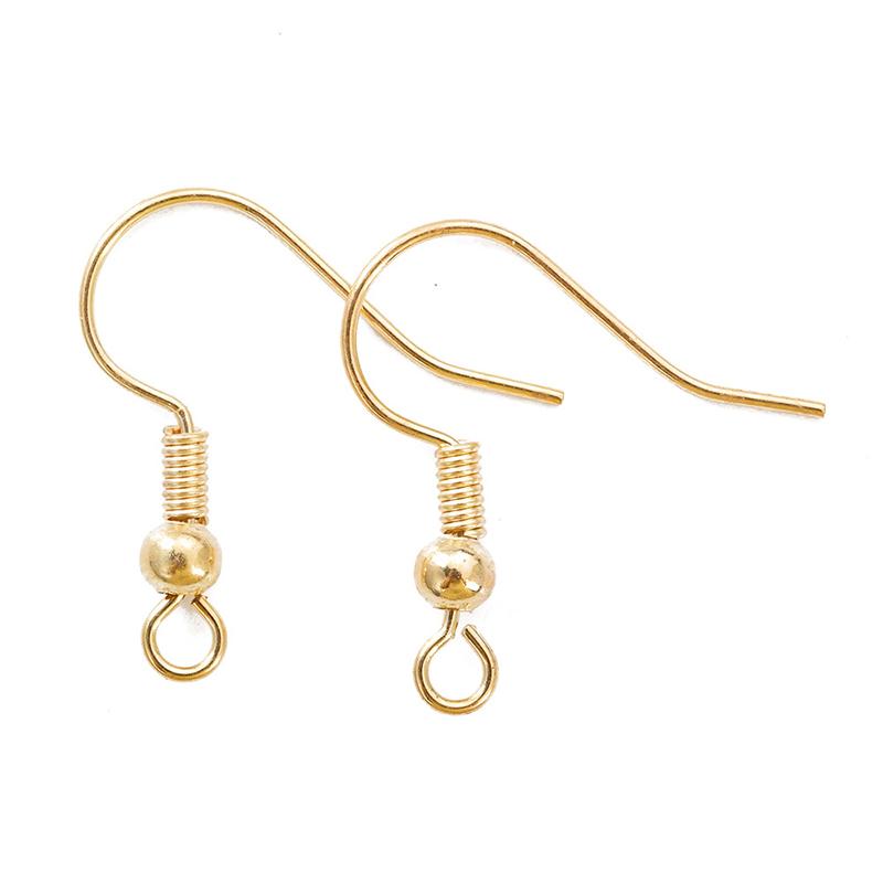 For Earring Making Metal Handmade DIY Beaded Ear Hook 50pcs Ornament With Round Bead Accessories Material  Beads