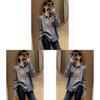 Spring Korean Style Gray Long Sleeve Shirt With 3d Print For Work And Casual Wear