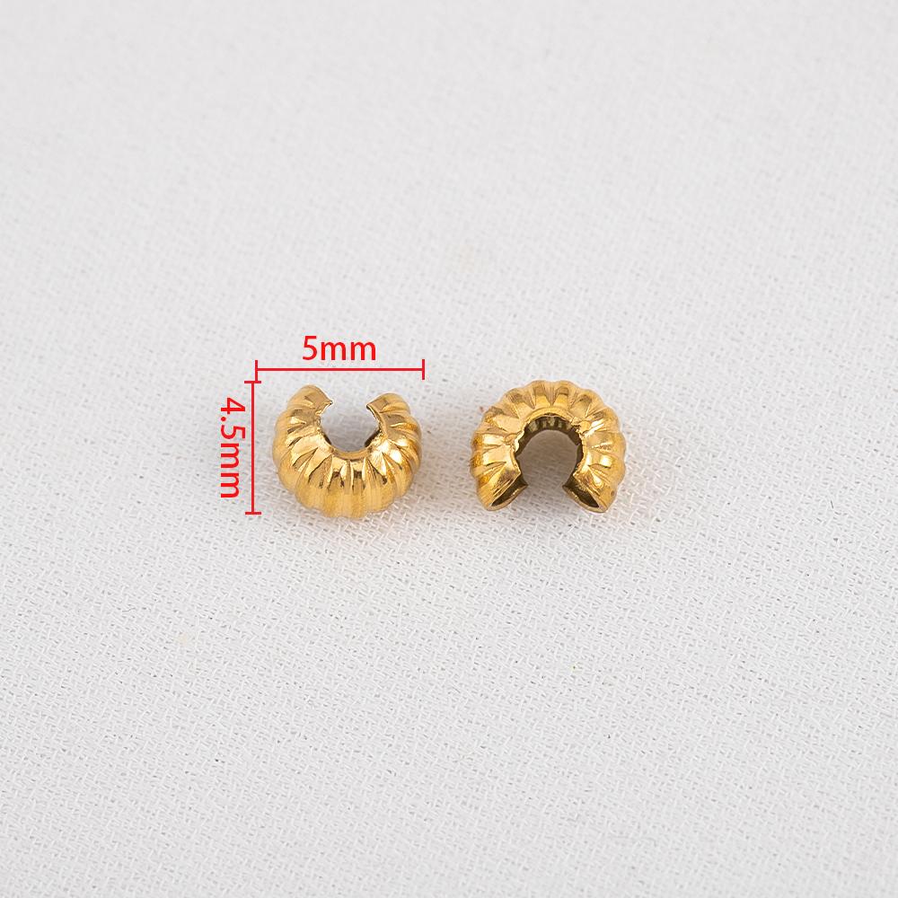 10pcs 20pcs 5mm Gold Plated Open Crimp Covering Beads Pumpkin Stainless Steel End Beads Stopper DIY Jewelry Making Accessories