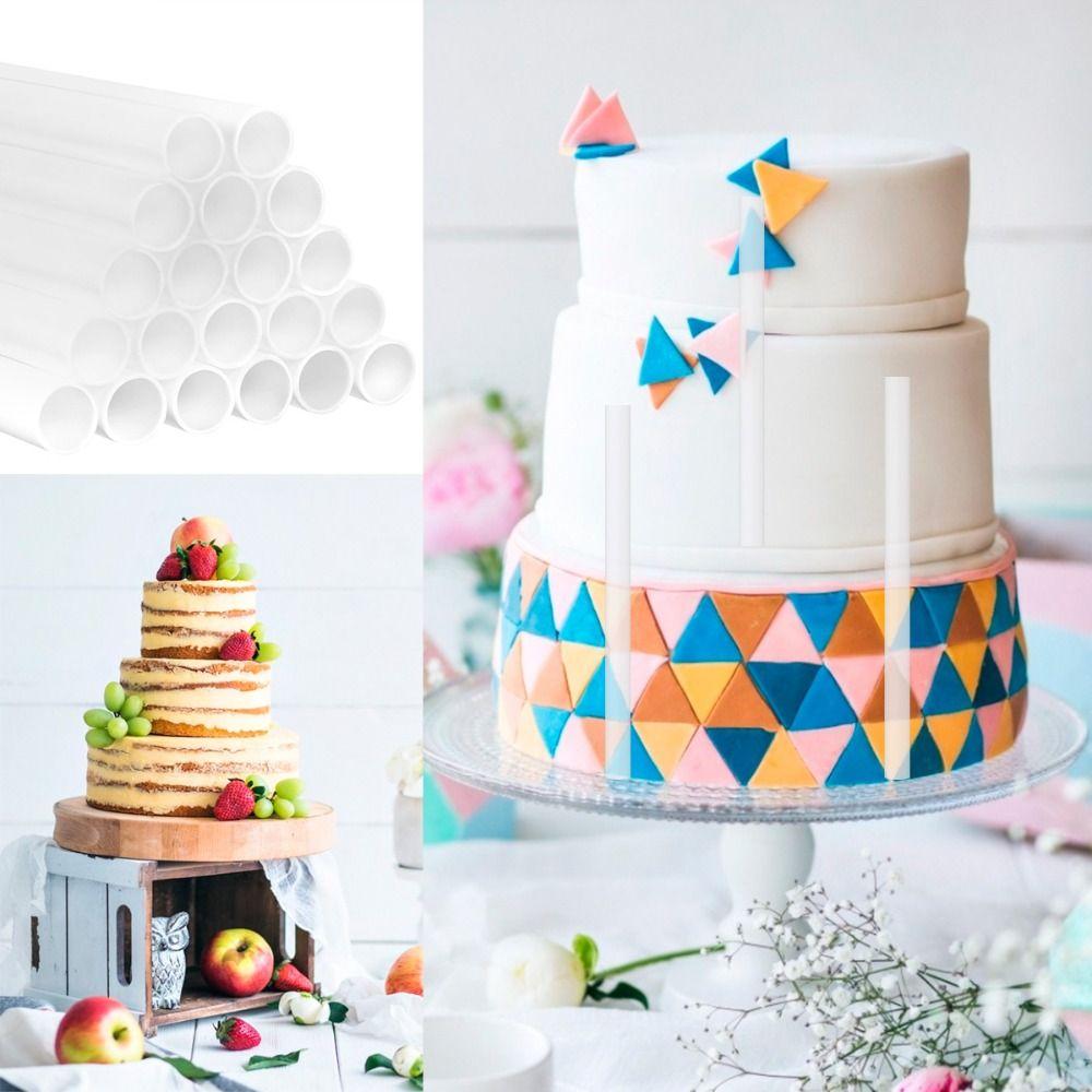 10Pcs 20cm/24cm/30cm Cake Support Rods Reusable Round Dowels Straws Baking Accessories