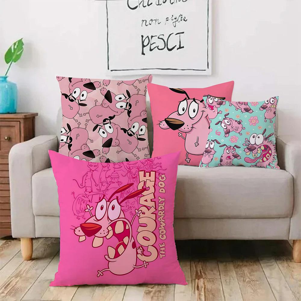 Anime For C-Cowardly Dog Pillow Covers Cartoon Sofa Decorative Home Double-sided Printing Short Plush Cute Cushion Cover