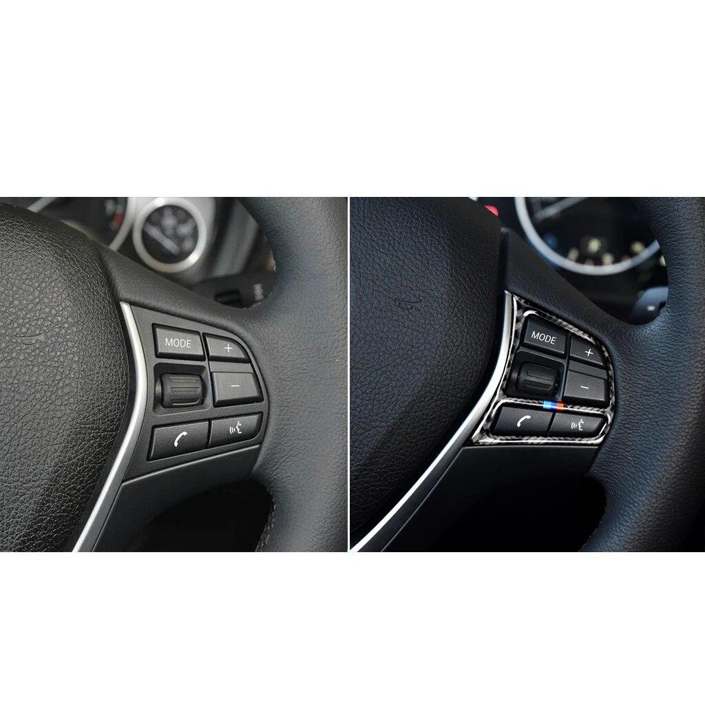 För BMW 1/2/3/4 Serie F20 F21 F30 F32 F34 Kolfiber Rattknapp Ram Dekal Bilinteriör Dekoration Klistermärke