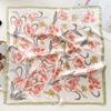 Summer Thin Floral Square Scarf For Women Hair Bag Decoration