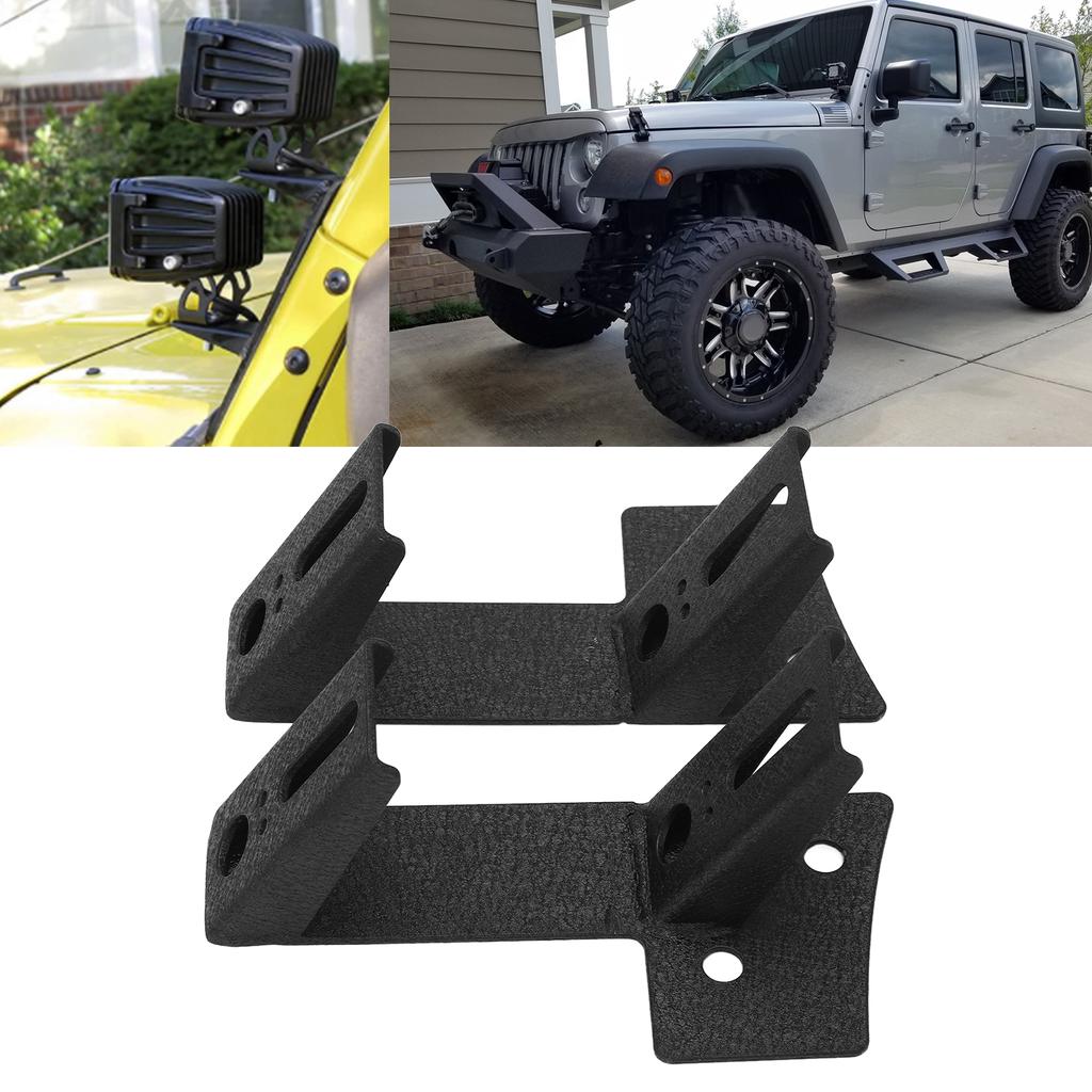 Montážní držáky LED pracovního světla na A-sloupek čelního skla z uhlíkové oceli, náhrada pro Jeep Wrangler JK