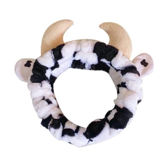 Autumn Winter Women Cow Headband Spa Makeup Adjustable Elastic Head Band Washing Face Spa Makeup Hair Band