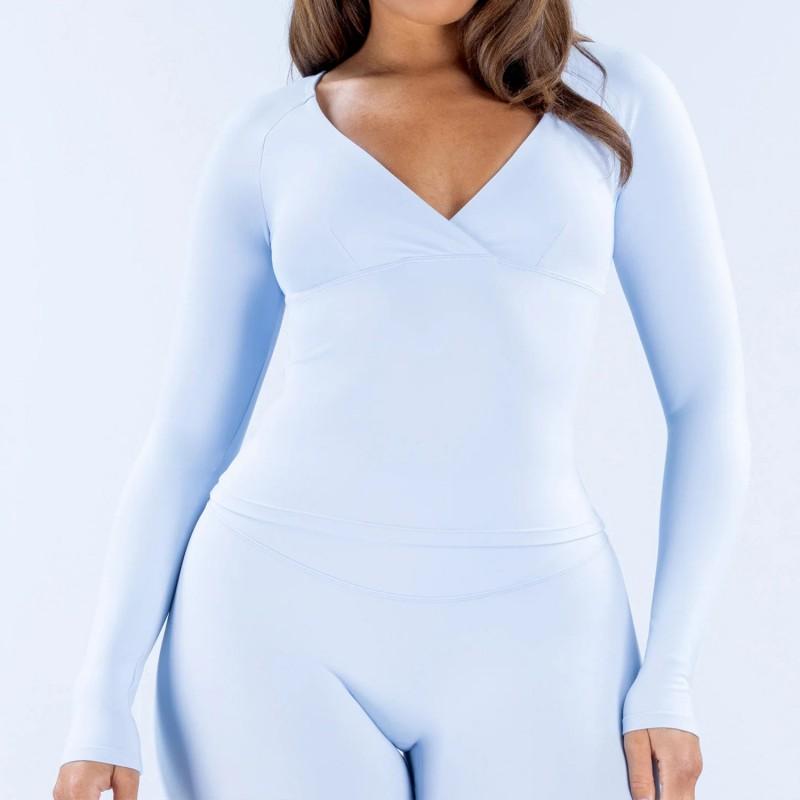 Enges Langarm-Yoga-Top für Damen mit integriertem BH-Support für Fitnessstudio, Workout, Pilates, Laufen, Radfahren